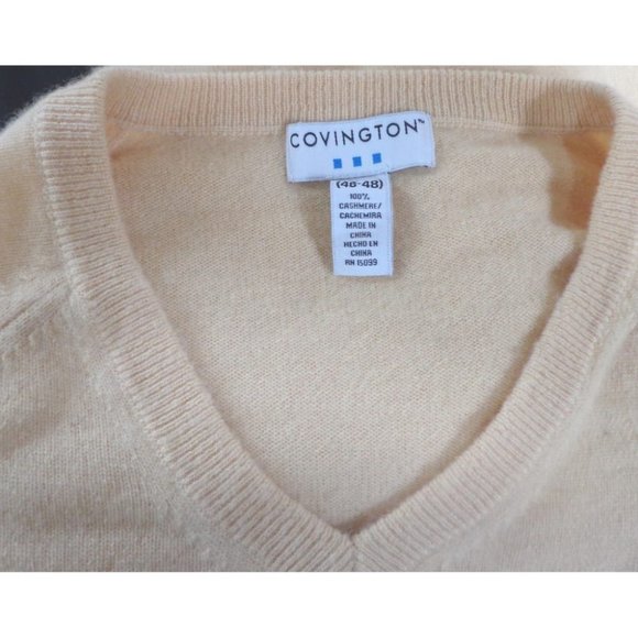 VGUC - COVINGTON Yellow 100% Cashmere V-Neck Sweater - Size XL (46-48) - Picture 6 of 6